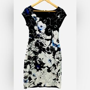 White House Black Market Fitted Black Floral Dress (size 2)